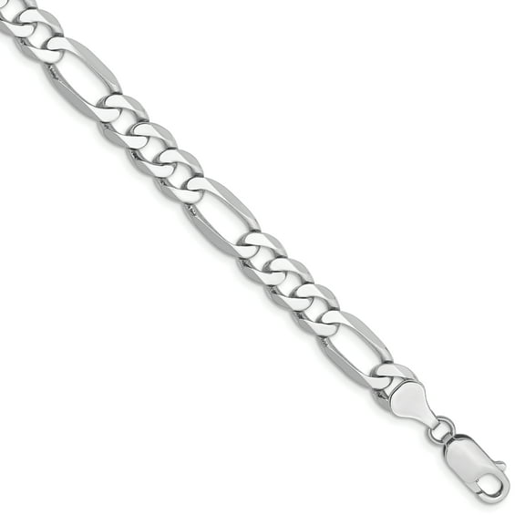 14k White Gold 7.0mm Figaro Chain (Weight: 12.1 Grams, Length: 8 Inches)