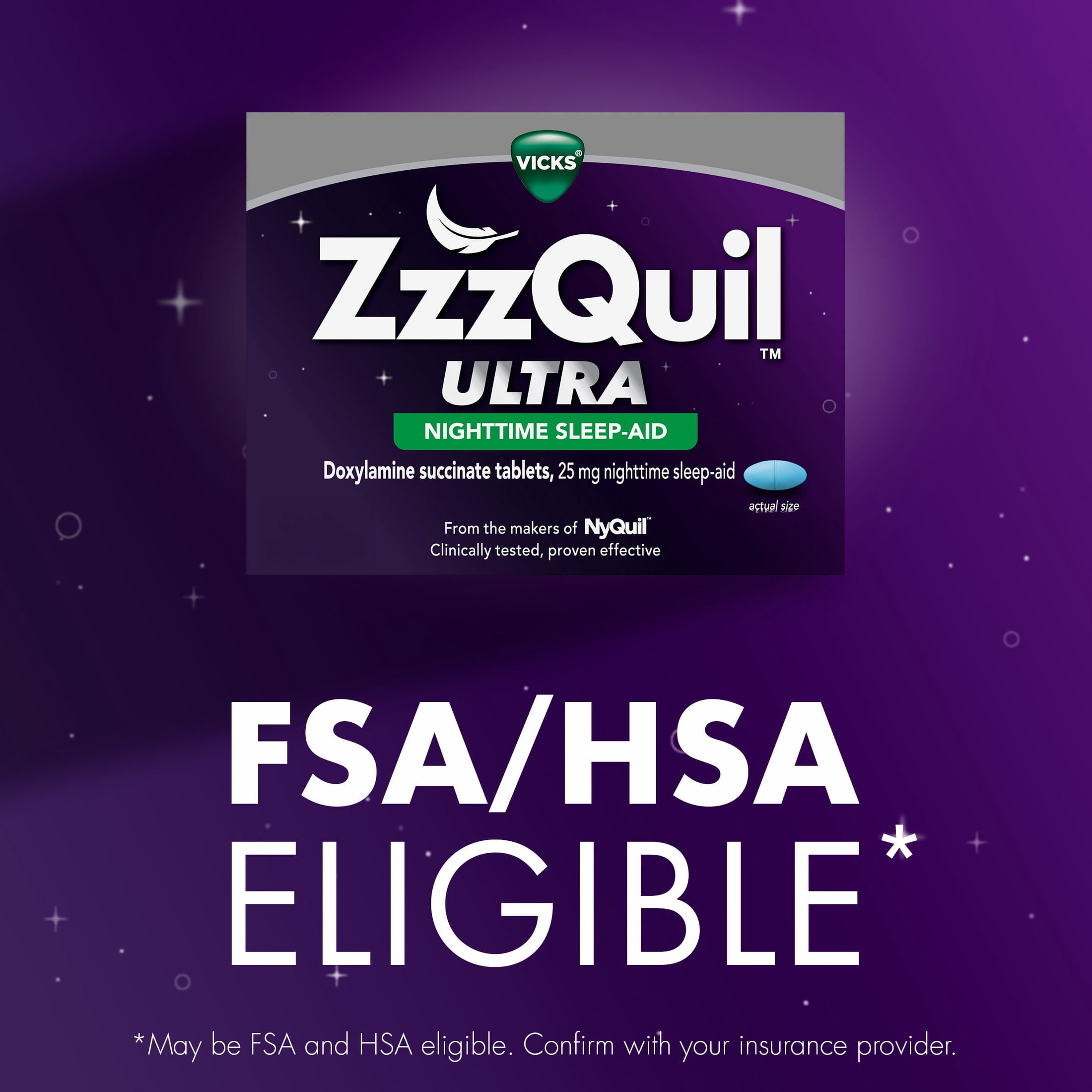 (2 pack) ZzzQuil ULTRA, Sleep Aid, Doxylamine Succinate 25mg, Sleep Aids for Adults, 12 Tablets