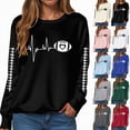 thumbnail image 3 of Towmus Womens Letter Tops Ladies Floral Print Loose Long Sleeve Sweatshirt Round Neck Pullover Top T-Shirt Top Autumn and Winter, 3 of 6