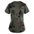 thumbnail image 3 of LHVUOA Women's Working Uniform Nursing Uniform Scrubs Top Floral Print Scrub Tops Short Sleeve V-neck Blouse Tee with Pockets, 3 of 3
