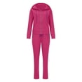 thumbnail image 4 of HOMADLES Activewear Sets for Women Fall Winter Relaxed Fit Zip up Hoodie Jacket Straight Leg Jogger Baggy Sweatpant, Workout Sets Hot Pink S, 4 of 5
