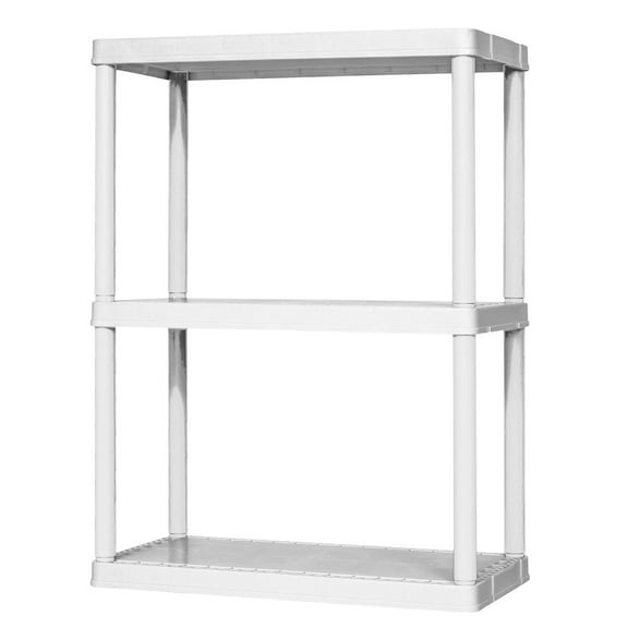 Gracious Living Solid 3-Shelf Storage, Fixed-Height Light-Duty Shelving, White