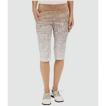 Jamie Sadock Women's Brown/White Kashumi t Zip-Closure Capri Pants, 0