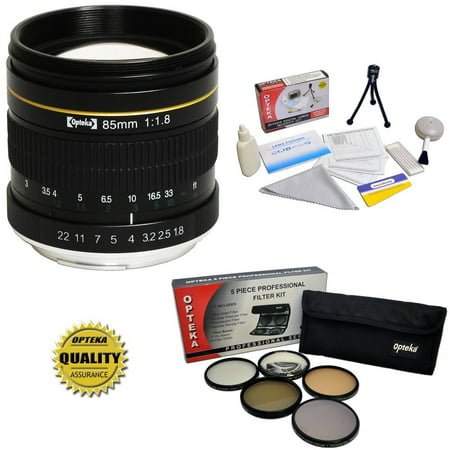 Opteka 85mm f/1.8 Manual Focus Aspherical Telephoto Lens w/ Filters for Canon EOS 80D, 77D, 70D, 60D, 60Da, 50D, 7D, 6D, 5D, 5DS, 1DS, T7i, T7s, T7, T6s, T6i, T6, T5i, T5, SL2 & SL1 Digital SLR
