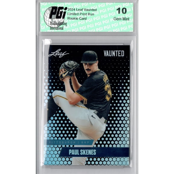 Paul Skenes 2024 Leaf Vaunted Metal #VM-13 Black 7 Made Rookie Card PGI 10