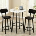 thumbnail image 3 of Cvortll 3 Piece Pub Table Sets, 23.6" Round Faux Marble Bar Tables with 2 Barstool, Wood Pub Bar Table Set for Small Spaces, Kitchen, Breakfast, 3 of 8