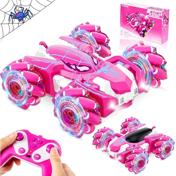 Spider Coche de Control Remoto,Doble Cara Giratoria de 360° 2.4GHz 4WD Recargable Todoterreno RC Acrobacias con Luces Frías,Juguete Exterior y Interior,Regalo Cumpleaños Navidad para Niños