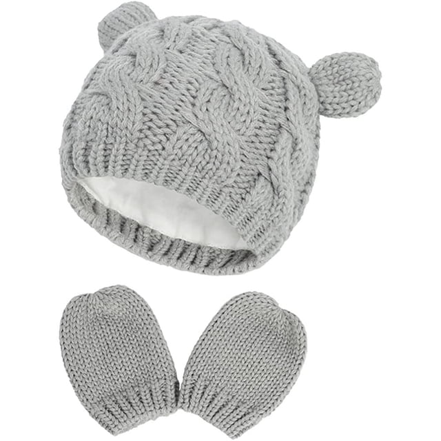 Conjunto de gorro y manoplas unisex para bebé: punto cálido para niños y niñas pequeños Winter Wonderland