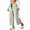 Green, variant on Women's Cotton Blend Striped Straight Leg Pants, Elastic Drawstring Waist, Side Pockets, Relaxed Fit