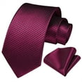 thumbnail image 4 of HISDERN Men Plaid Checkered Tie Handkerchief Woven Classic Formal Men's Necktie & Pocket Square Set, 4 of 6