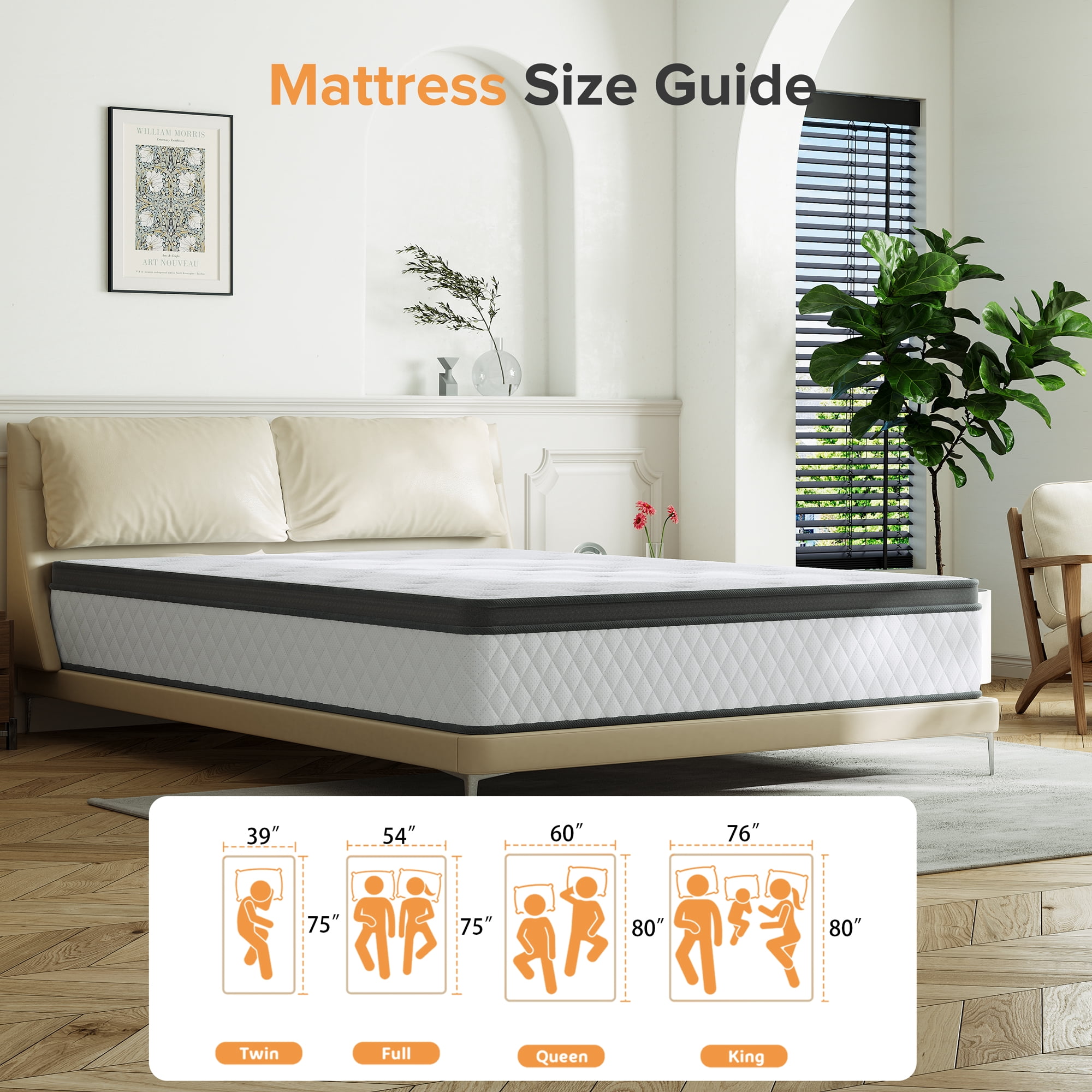 Babo Care Full Mattress, 12-Inch Memory Foam, Hybrid Mattress with Independent Pocket Springs, Isolated Motion, Pressure Relief, Mattress in a Box