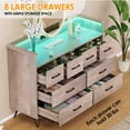 thumbnail image 4 of Commode à 8 Tiroirs avec Éclairage DEL et Station de Recharge, Coffre Moderne en Bois Noir avec Rangement Ouvert et Lumières RVB, Armoire d'Entrée Grand pour Chambre et Salon, Antique/rose/blanc/noir, 4 of 7
