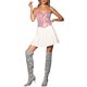 thumbnail image 2 of Camiseta metálica sin espalda para mujer Inspire Chic, con tirantes asimétricos y halter, top brillante, color rosa, 2 of 6