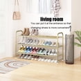 thumbnail image 4 of Shoe Rack Long 3 Tier Shoe Storage Organizer Metal Wide Shoe Shelf for Closet Entryway Bedroom 24 Paris Large Capacity, Gold, 4 of 12