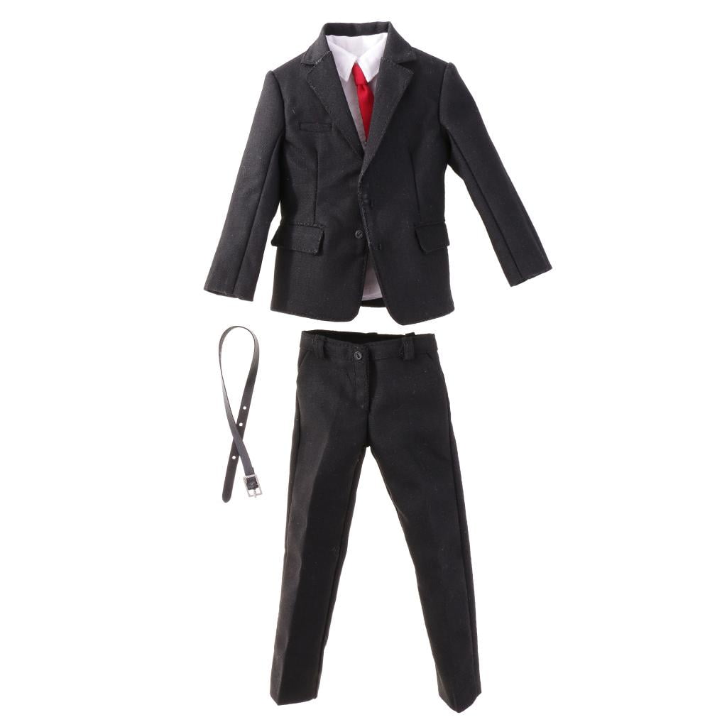 Hot Toys 1/6 Retro Gentleman Suit Clothes Black Shoes Fit 12" Male Figure Body 