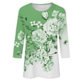 thumbnail image 4 of Fiudx Liquidación de Ahorros de Verano Blusa Holgada con Estampado de Pascua y Cuello Redondo Retro de Manga Tres Cuartos a La Moda para Mujer, 4 of 4