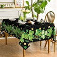 thumbnail image 2 of St. Patricks Day Tablecloth 60×84 Inch, Clover Shamrock Hat Black Washable Table Cover for Party Picnic Dinner Decor, 2 of 6