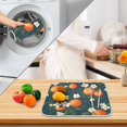 thumbnail image 3 of Yayeee Dish Drying Mat for Kitchen Counter 16" x 18" Microfiber Super Absorbent Coffee Decorative Pad, Blue Floral Oranges, 3 of 9
