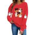 thumbnail image 2 of NSLGXD Halloween Sweatshirts for Women Spooky Ghost Graphic Pullovers Stretch Work Round Neck Long Sleeve Y2k Tops Halloween Costumes, 2 of 5