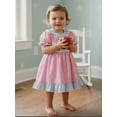 thumbnail image 3 of BemeyourBBs Western Baby Girl Summer Clothes Toddler Baby Girl Cowgirl Outfit Smocked Plaid Dress Boot Cowgirl Hat Embroidered Ruffle Trim Short Sleeve A-line Dress Cute Summer Spring Clothes, 3 of 9