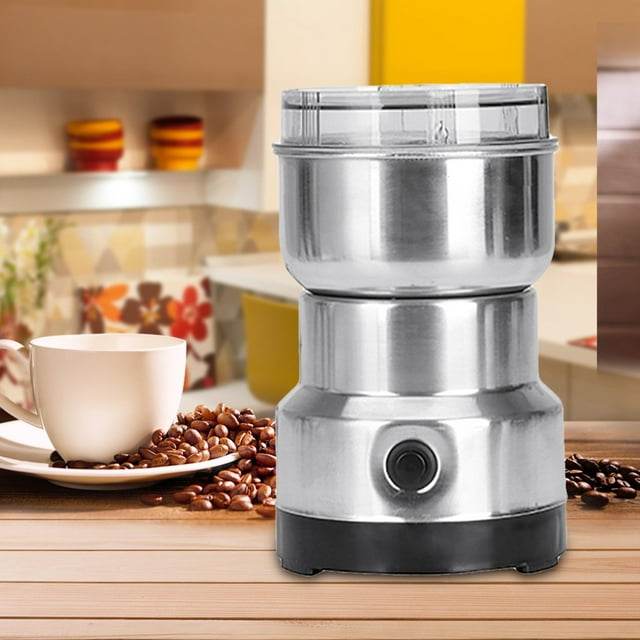 220V 100W Electric Coffee Grinder - Stainless Steel Blade, Removable Powder Bowl, Compact 17x11x11cm Design for Beans & Spices, Easy to Clean & Operate