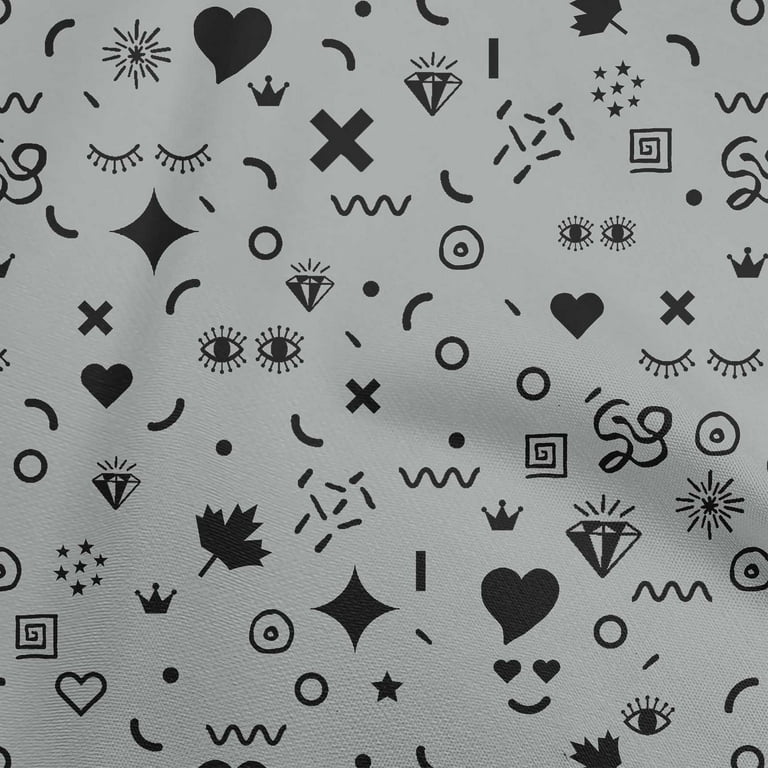 oneOone Velvet Gray Fabric Doodle Sewing Material Print Fabric By The Yard 58  Inch Wide 