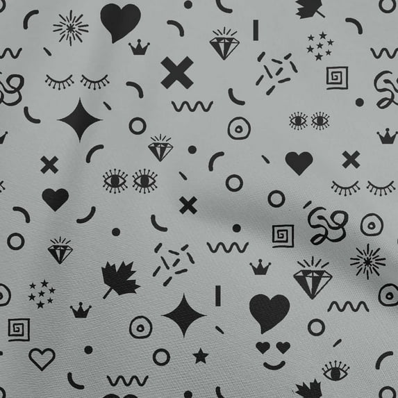 oneOone Cotton Cambric Gray Fabric Doodle Sewing Material Print Fabric By The Yard 56 Inch Wide