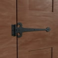 thumbnail image 3 of Renovators Supply Black Wrought Iron Strap Hinge 18" Fleur De Lis Style Flush Mount Heavy Duty Spade Tip Strap Gate and Door Hinges w/Hardware pack of 2, 3 of 3