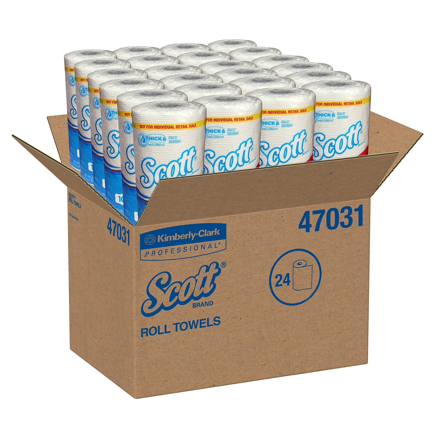 Scott Choose-A-Sheet Mega Roll Paper Towels 1-Ply White 102/Roll 24/Carton 47031 - 1