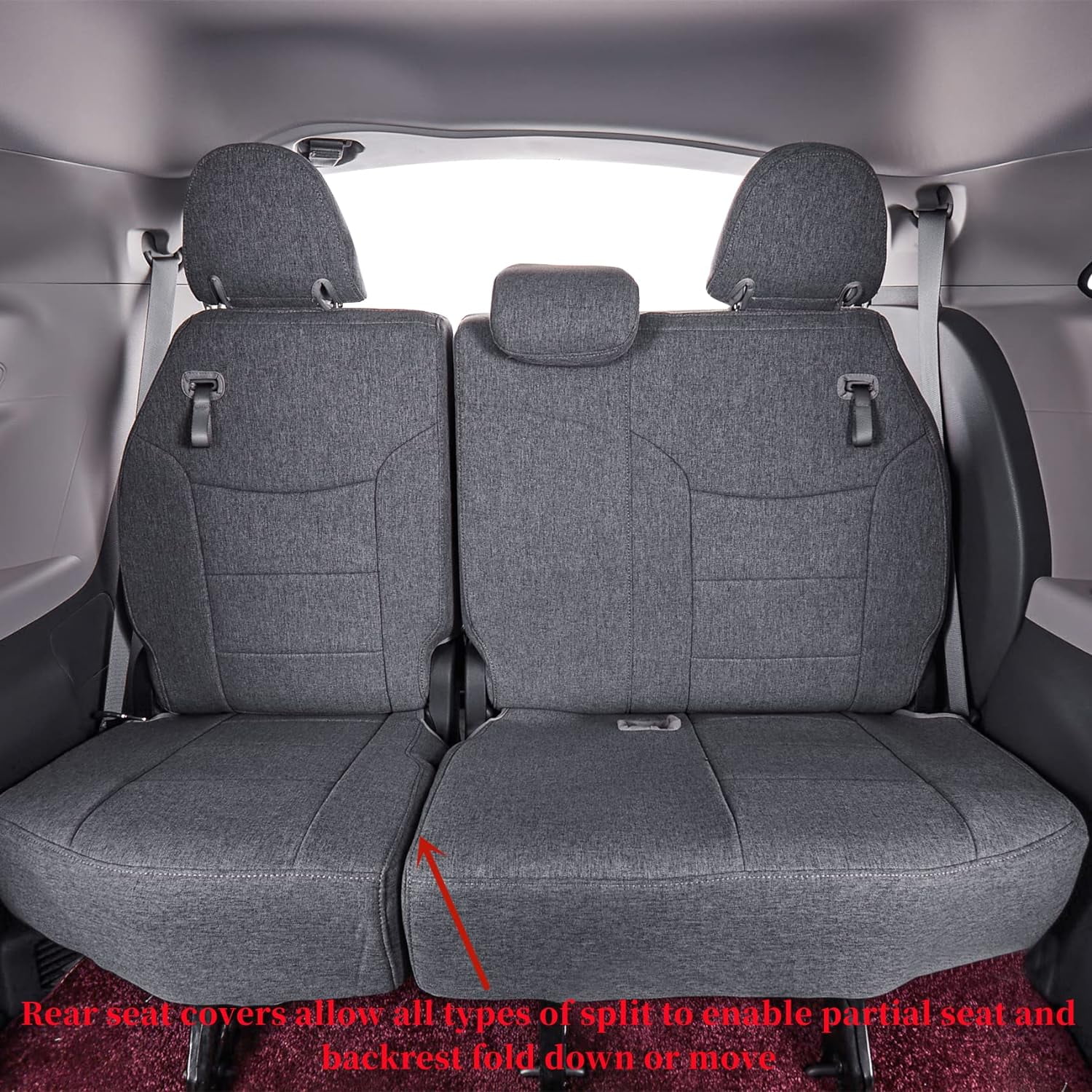 coverdream Sienna Seat Covers Custom Fit for 2021-2026 Toyota Sienna LE/XLE (8-Passenger),2nd Row Bench w/Removable Middle Seat Breathable Polyester(Full Set,Gray)