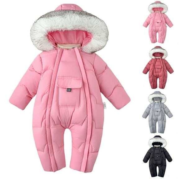 Baby Snowsuit Toddler Girl Clothes Cute Hooded Double Zipper Boys Winter Coat Unisex Romper for