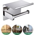 thumbnail image 2 of Stainless Steel Polished Chrome Modern Roll Paper Holder, Self Adhesive Wall Mount, Bathroom Kitchen Accessories, 2 of 5