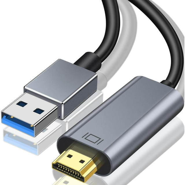 USB to HDMI Cable, Built-in Drivers, 6FT USB A to HDMI Male Cable HD 1080P Monitor Converter Cord with Audio for Desktop, Laptop, Monitor, Projector, HDTV Compatible with Windows 8/8.1/10/11