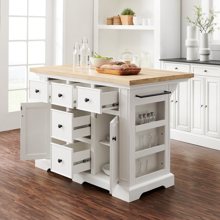 Crosley Furniture Julia Wood Top Kitchen Island White/Natural