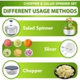 thumbnail image 5 of Rorence 3 in 1 Salad Spinner Food Chopper Set, 5 QT Large Stainless Steel Mixing Bowl with 5 Blade Slicer, Collapsible Pump Lettuce Dryer Fruit Washer, Non-slip Vegetable Dicer, 5 of 9