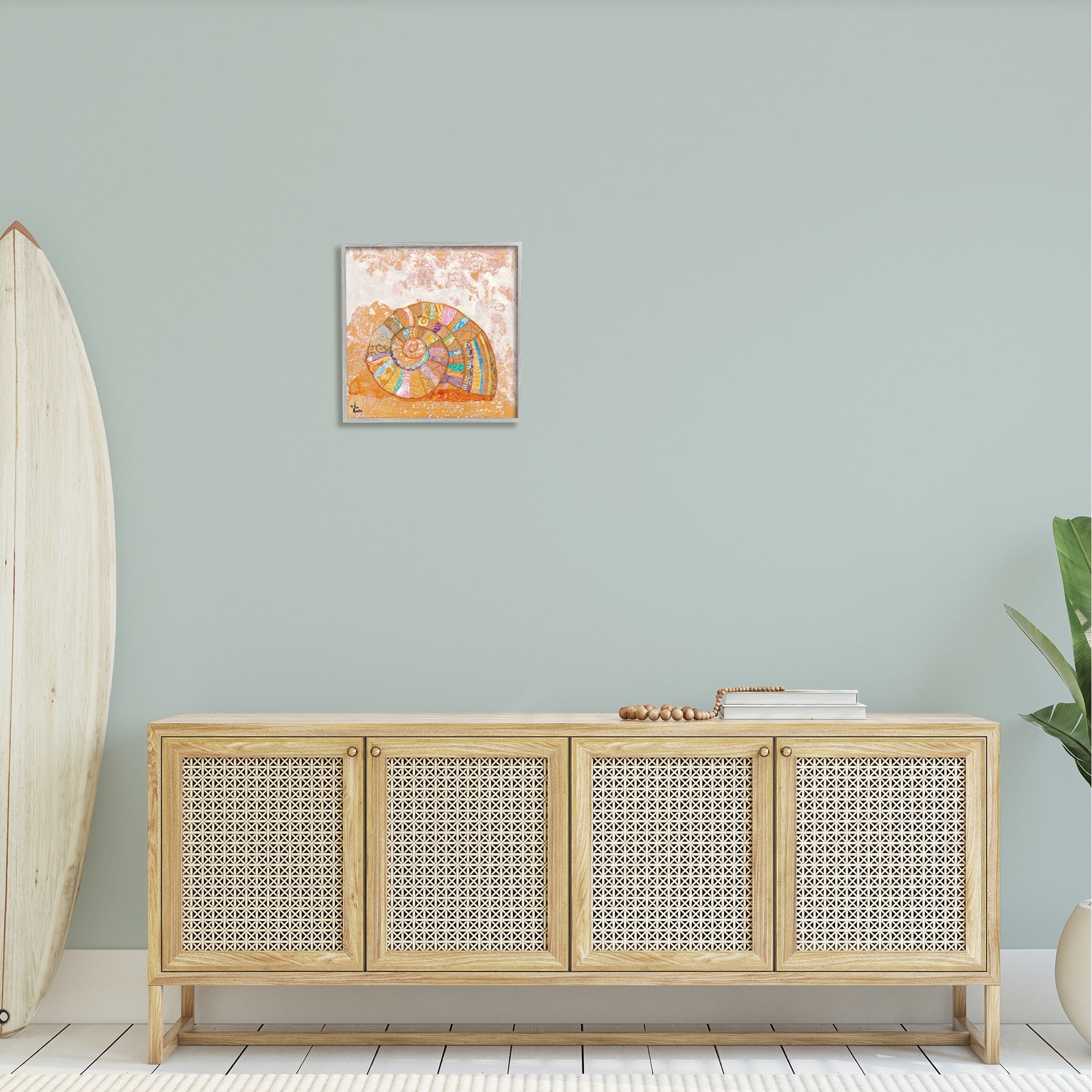 Stupell Industries Nautilus Sea Shell Various Collage Clipping Patterns Painting Gray Framed Art Print Wall Art, Design by Lisa Morales