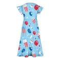 thumbnail image 4 of SGFCWSX Girls Ruffle Sleeve Tiered Midi Swing Dress Teens Crewneck Floral Print Casual Dress for Spring Summer Multicolor Size 12-13 Years, 4 of 5