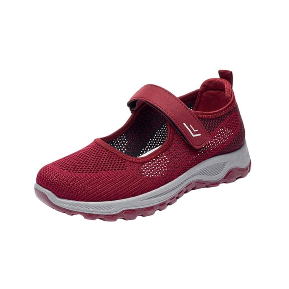 FVDPWYE Women Mesh Sneakers Nonslip Lightweight Trainers Flats Walking Shoe Sports Shoes 38 Red