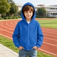 thumbnail image 3 of MexChoioe Boys and Girls Zip Up Hoodie Long Sleeve Hooded Sweatshirt Relaxed Cut Pockets Fall Winter Daily Wear Hooded Zip Jacket for kids, 3 of 7