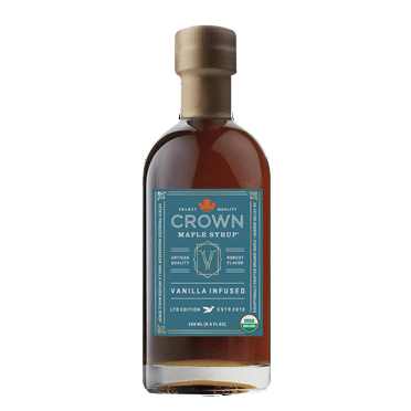 Crown Maple Vanilla Infused Organic Syrup, 250ML (8.5 Fl Oz); Gluten-Free, Non-GMO, Allergen-Free