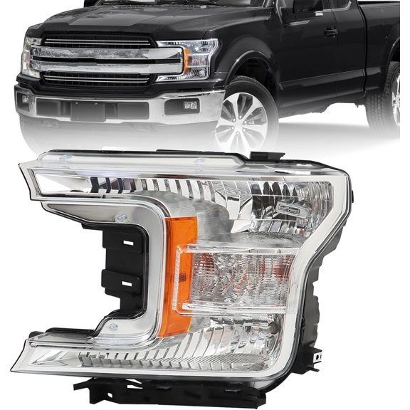 SHZAITOR Headlight Assembly Replacement for 2018 2019 2020 F150 Left Headlamp Halogen Model Driver Side KL3Z13008D