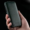 thumbnail image 5 of MELKCO For iPhone 14 Pro Litchi Texture Phone Case Genuine Cow Leather+PC Vertical Flip Cover-Black, 5 of 5