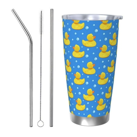 

Cauagu Cute Yellow Rubber Ducks Pattern 20oz Tumbler Stainless Steel Vacuum Insulated Tumbler with Lid Insulated Coffee Mug Thermal Cup with Splash Proof Sliding Lid-Straw Three-piece Set