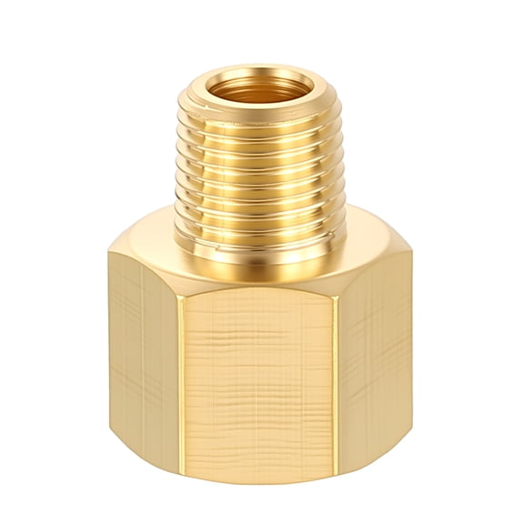 Uxcell 1 Pack Brass Pipe Fittings, M10*1 FeMale to 1/4" Male NPT Brass Pipe Extension Connectors, Reducing Adapters for Air, Oil, LP