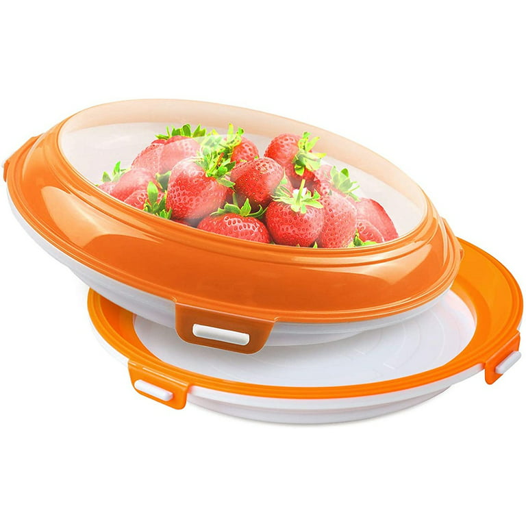 2pcs Airtight Food Storage Container, Reusable Food Preservation Trays with  Lid Houshold Food Preservation Vacuum Seal Tray Reusable Stackable Plastic