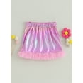 thumbnail image 2 of KelaJuan Kids Girl Mini Skirts Holographic Plush Trim High Elastic Waisted Short Skirts Fall Casual Pencil Skirts, 2 of 6