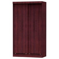 Better Home Products Modern Wood Double Sliding Door Wardrobe in Mahogany