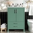 thumbnail image 2 of 24'' Green Vanity with Ceramic Sink for Bathroom | Multifunctional Storage Solution | Quality Solid Wood and MDF Materials | Resolves the Issue of Limited Bathroom Storage, 2 of 7