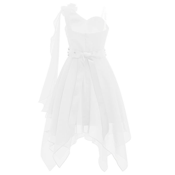 Kaerm Girls Chic One Shoulder Chiffon Dress with Beaded Sash Stylish  Asymmetrical Hem Party Wear White 10 - Walmart.ca