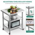 thumbnail image 4 of Dextrus Stainless Steel Table, 36" X 24" Work Table with Wheels, 3 Shelves Metal Table Prep Table for Home Kitchen Restaurant Garage Warehouse Outdoor, 4 of 10